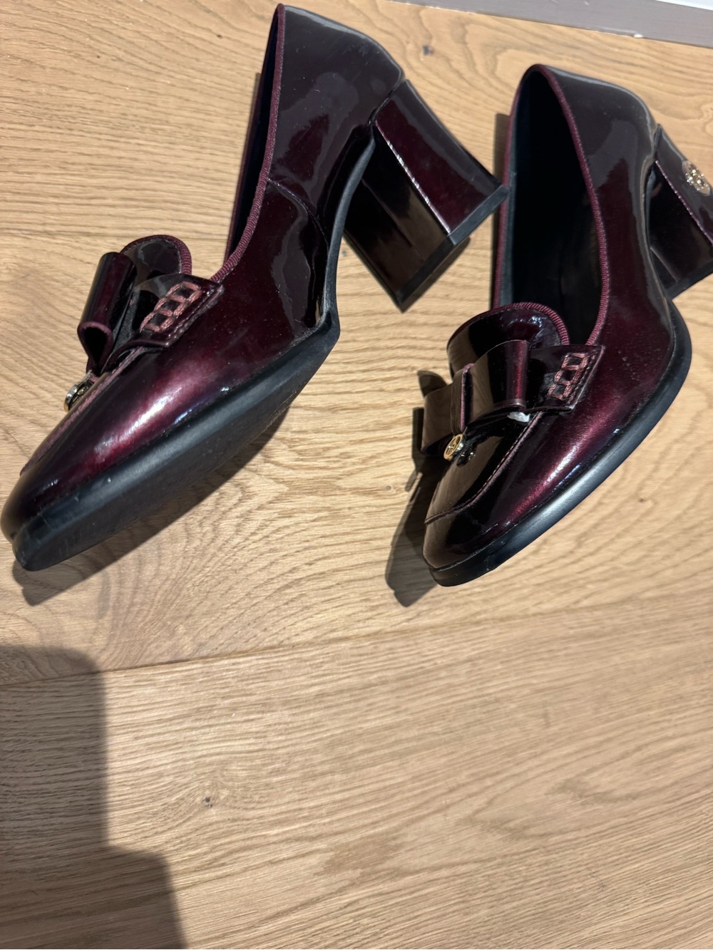 Burgundy Leather Block Heel Loafers from Browns 8.5 - Picture 2 of 2